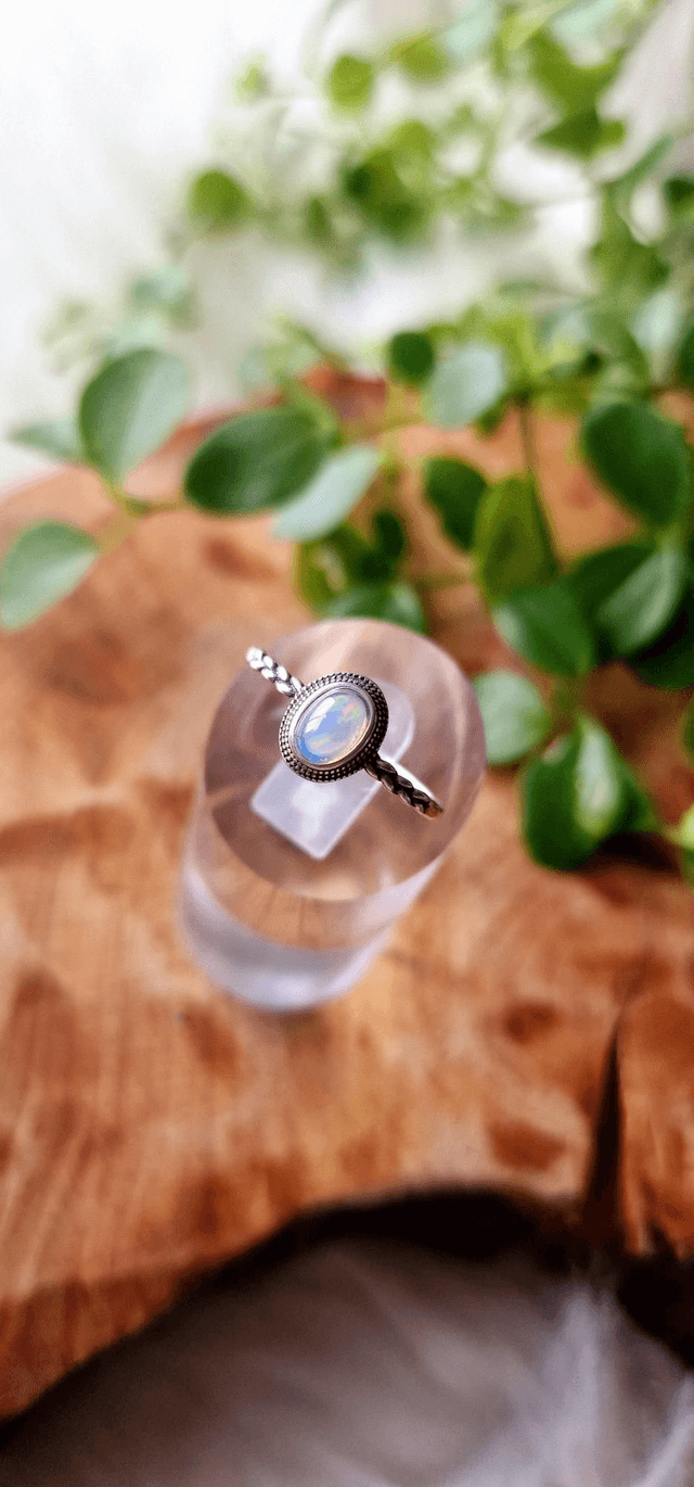Opal silver ring 925 adjustable 