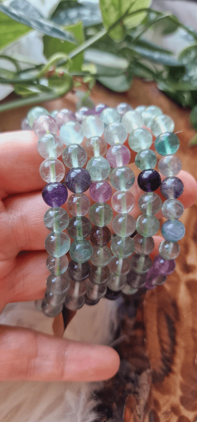 Fluorite 8mm Beaded Bracelet 