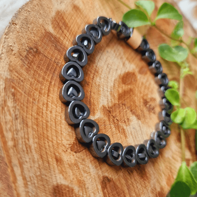 Hematite Heart Beaded Bracelet 
