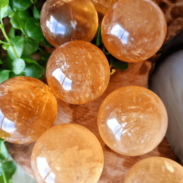 Honey Calcite Spheres 