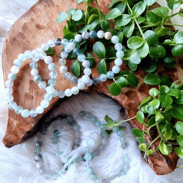  Fluorite Pastel 8mm Beaded Bracelet 