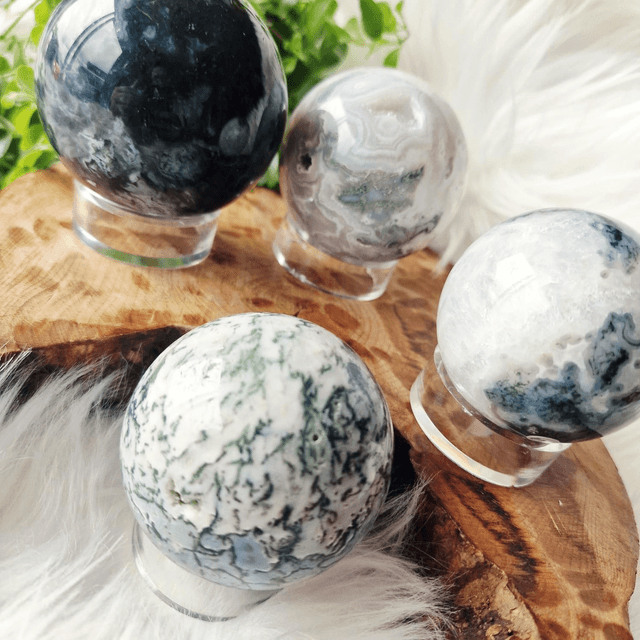Moss agate sphere 