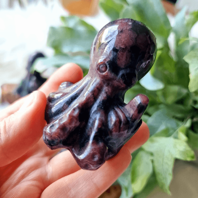 Sweary Octopus crystal carving 