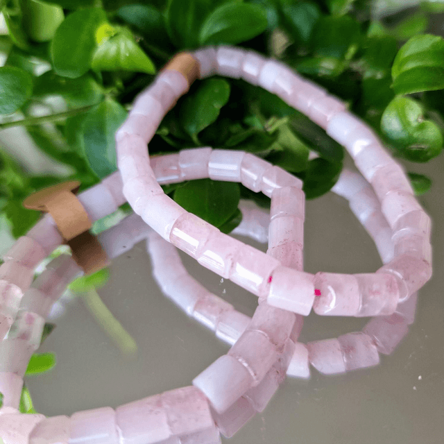 Rose quartz cylindrical 6mm beaded bracelet 