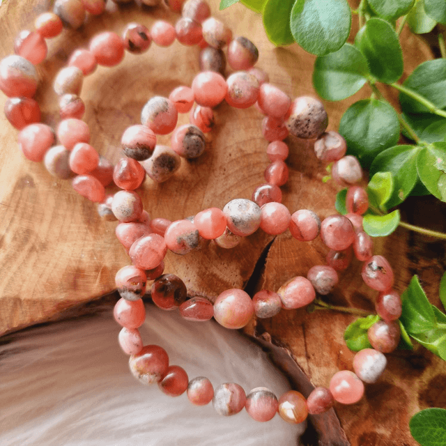 Rhodochrosite Freeform Beaded Bracelet 