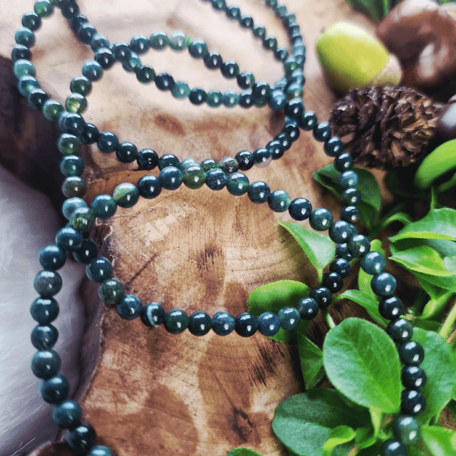 Moss Agate 4mm beaded bracelet 