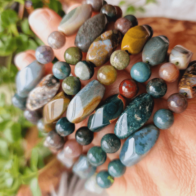 Ocean Jasper Twisted Mixed Beaded Bracelet 