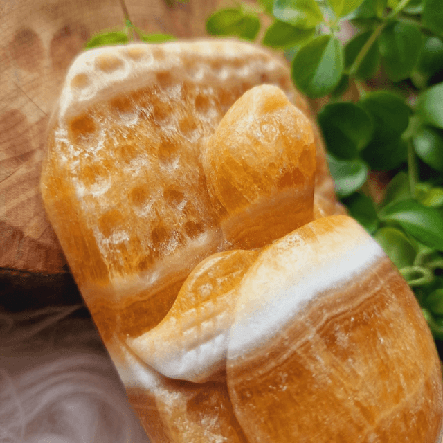 Orange Calcite Hangcarved Turtle Carving 440g