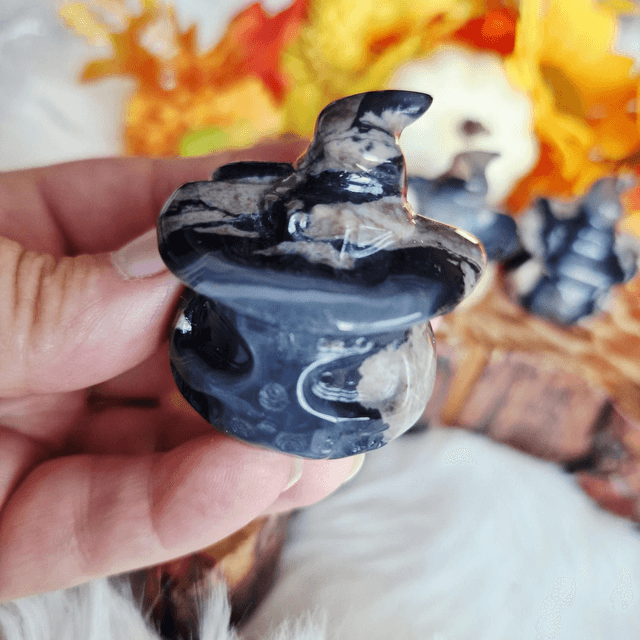 Volcano Agate Witches hat pumpkin 