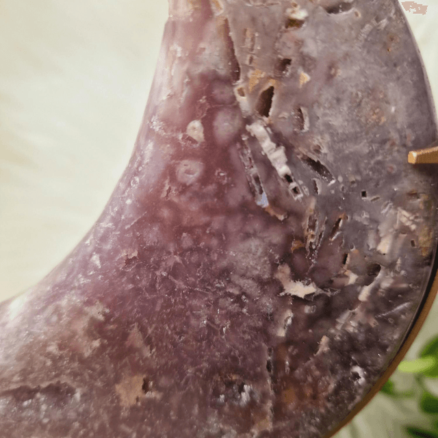 Pink Amethyst Moon on Gold Stand 570g