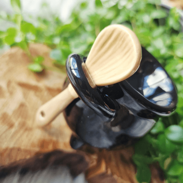Cauldron Egg cup with Broom Spoon 
