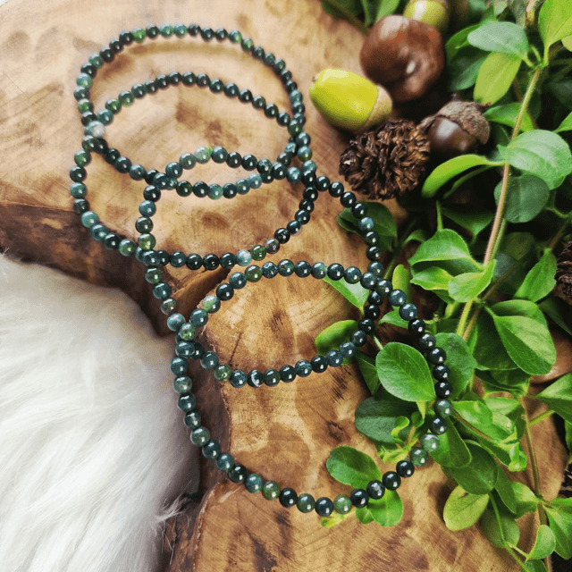 Moss Agate 4mm beaded bracelet 