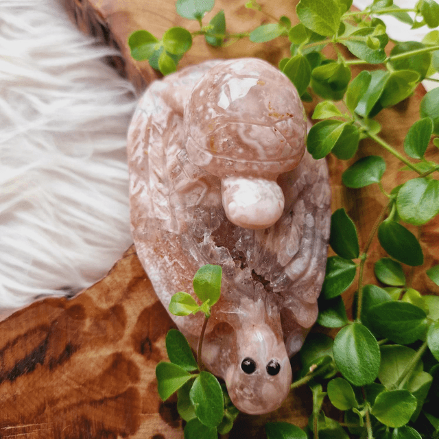 Pink Amethyst Octopi and Turtle Carving 