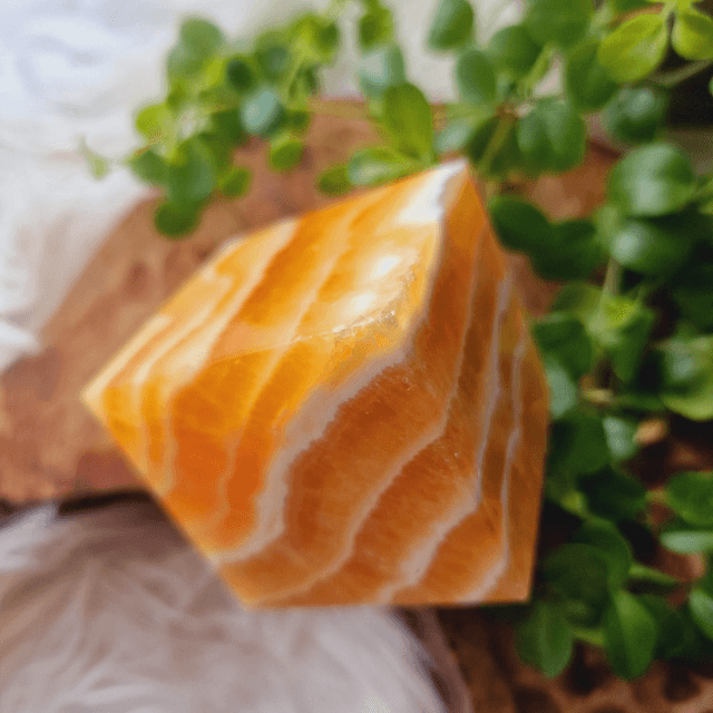 Orange calcite cube 411g