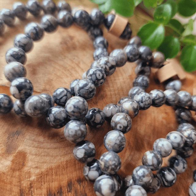 Fossil Stone Beaded Bracelet 