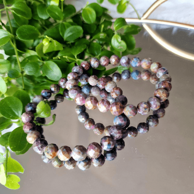 Ruby and Sapphire faceted 8mm beaded bracelet 