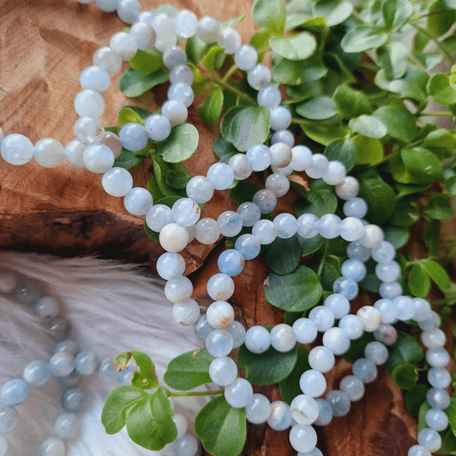 Aquamarine 7mm beaded bracelet 