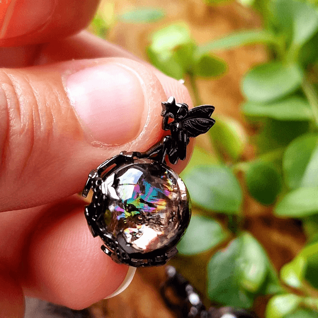 Smokey Quartz Fairy Pendant on leather cord 
