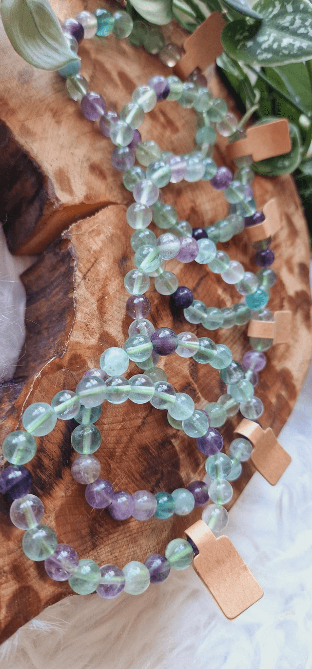 Fluorite 8mm Beaded Bracelet 