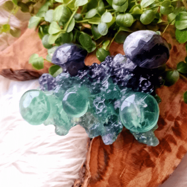 Fluorite Mushrooms Carving 