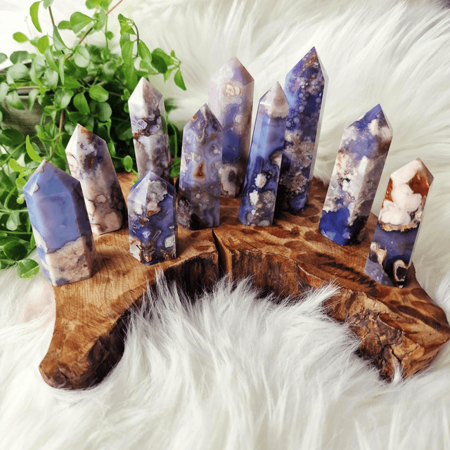 Blue Flower Agate Points 