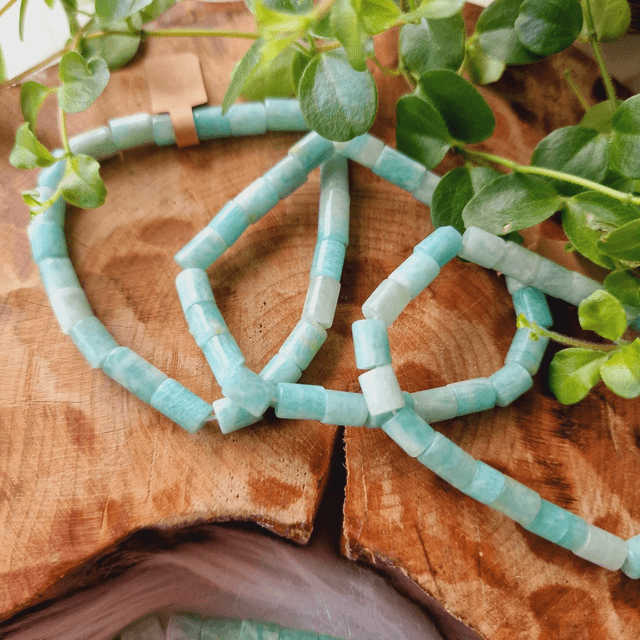 Amazonite cylindrical 6mm beaded bracelet 
