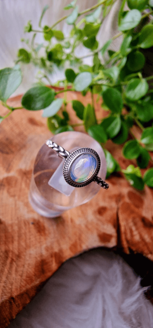 Opal silver ring 925 adjustable 