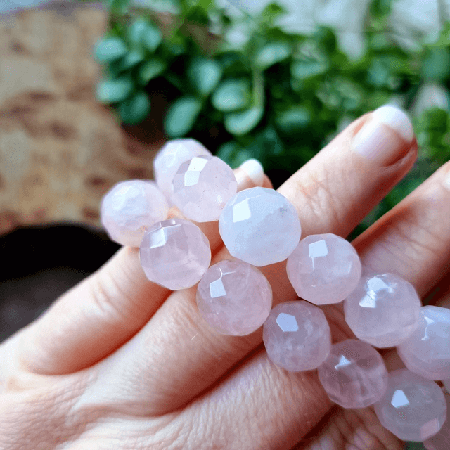 Rose Quartz Faceted 12mm Beaded Bracelet 