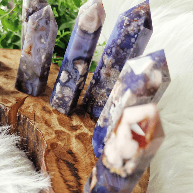 Blue Flower Agate Points 