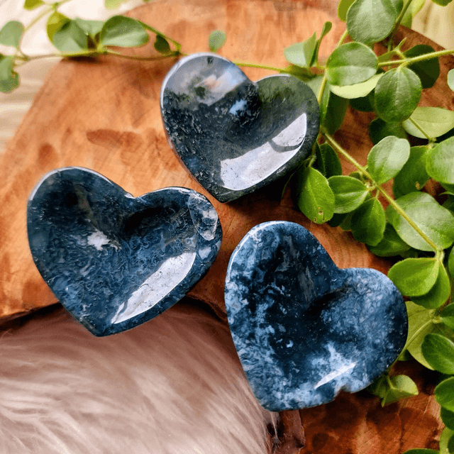 Moss Agate Small Heart Bowl
