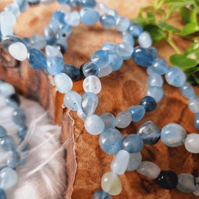 Aquamarine Freeform Beaded Bracelet 
