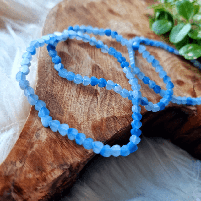 Blue Aventurine 2mm Hearts Beaded Bracelet 