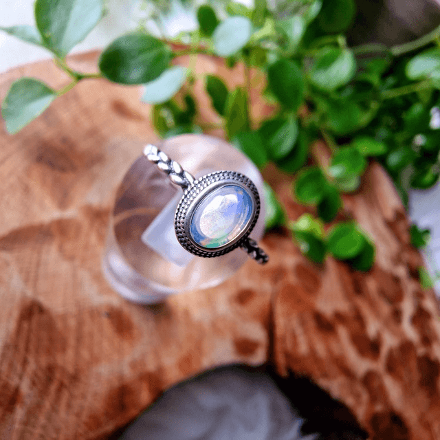 Opal silver ring 925 adjustable 