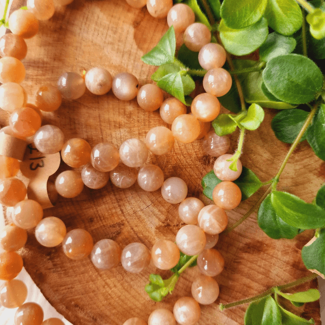 Peach Moonstone 8mm Beaded Bracelet 
