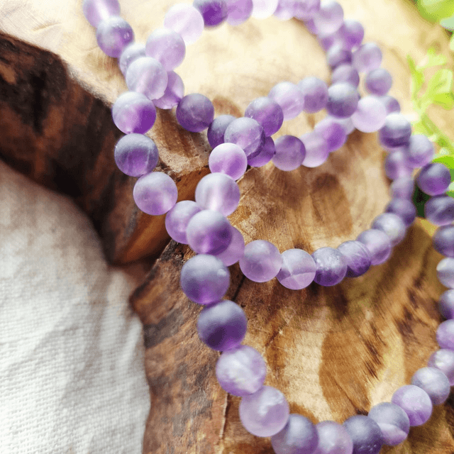 Matt amethyst 6mm beaded bracelet 