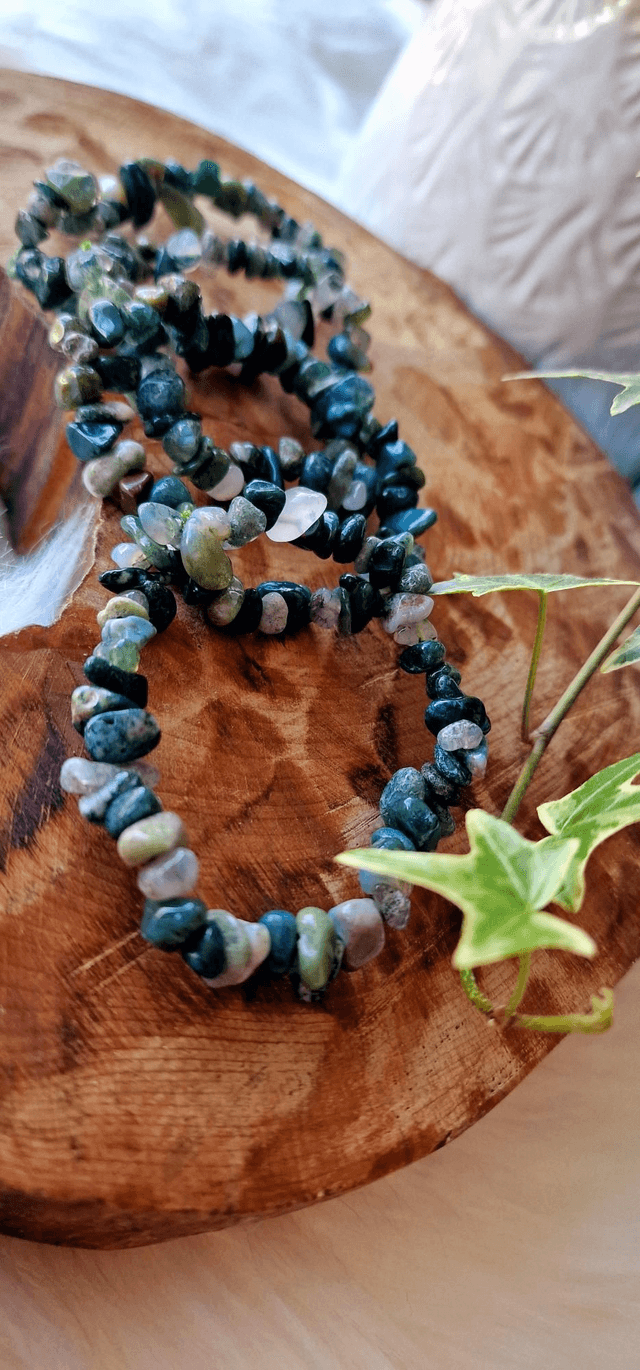 Moss Agate Chip Bracelet 