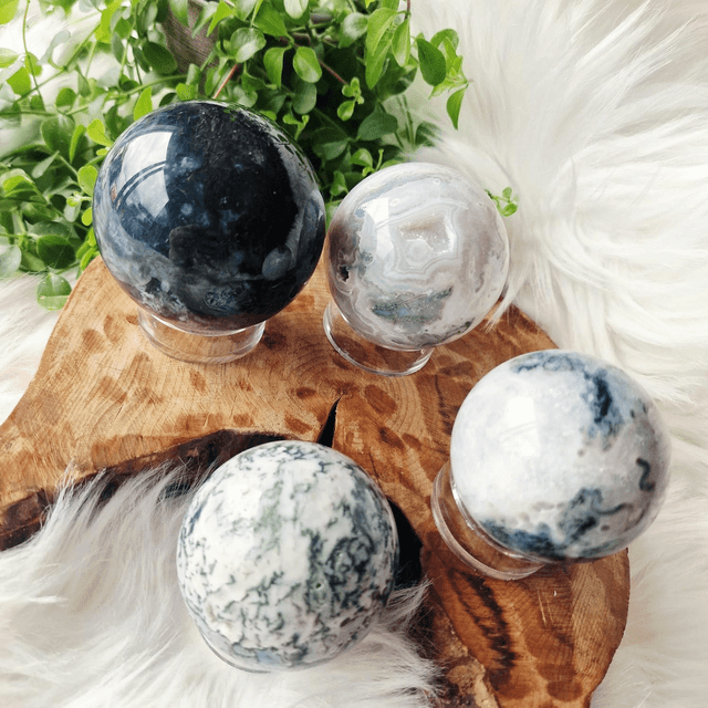 Moss agate sphere 