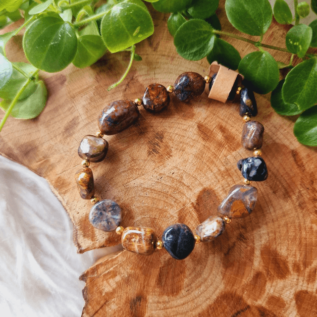 Pietersite Pebble Shaped Beaded Bracelet 