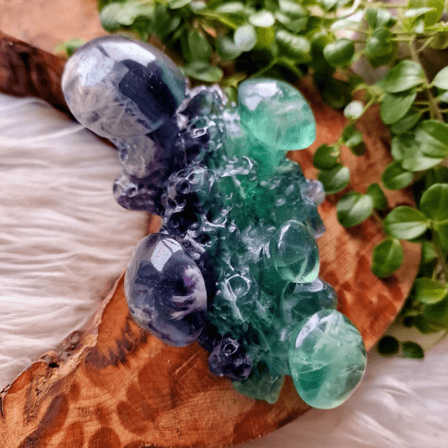 Fluorite Mushrooms Carving 