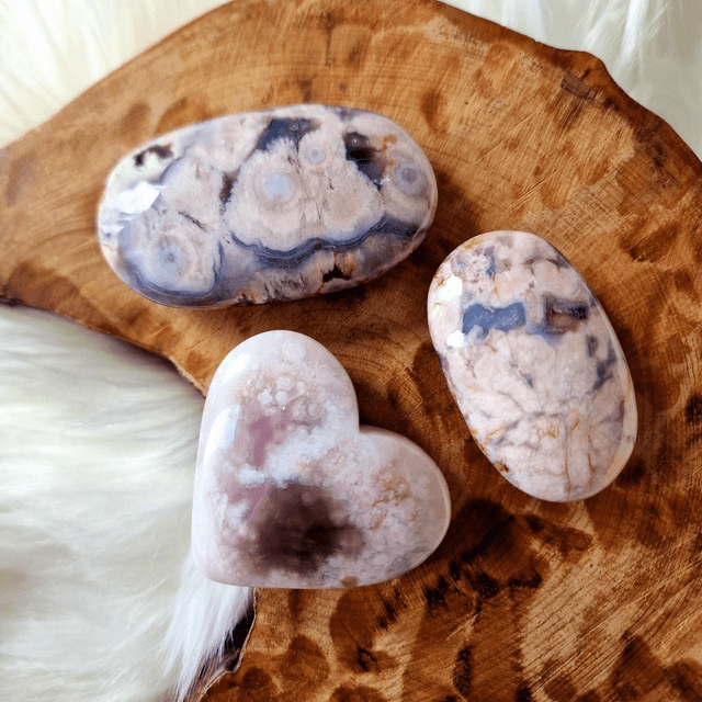 Blue Flower Agate Heart or Palm