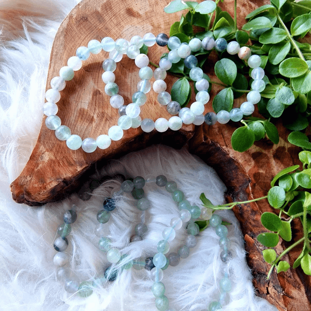  Fluorite Pastel 8mm Beaded Bracelet 