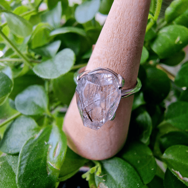 Red Rutile Silver Adjustable ring 
