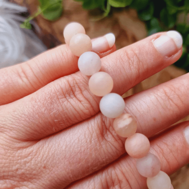 Peach Agate Beaded Bracelet 