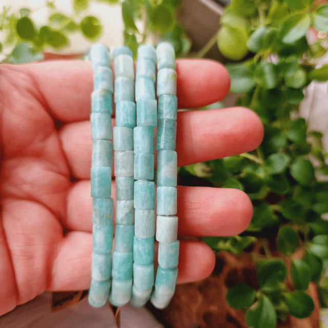 Amazonite cylindrical 6mm beaded bracelet 