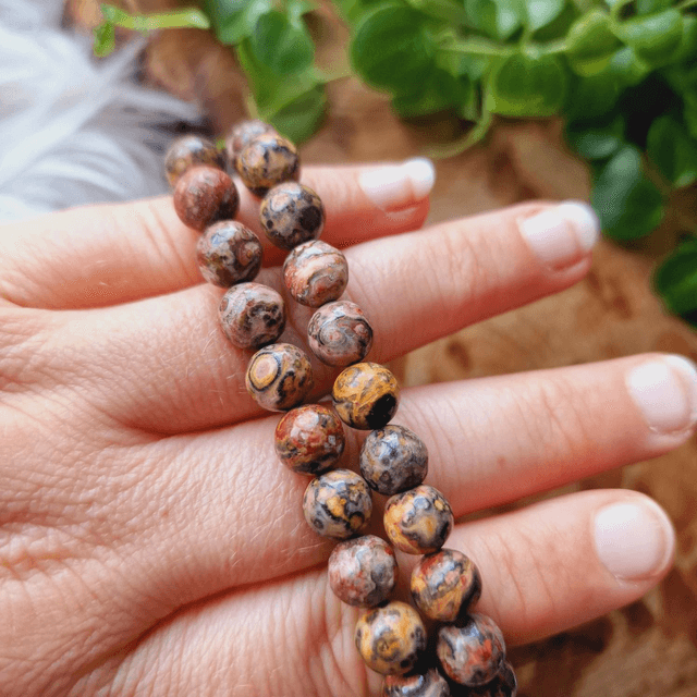 Leopard Skin Jasper Beaded Bracelet 