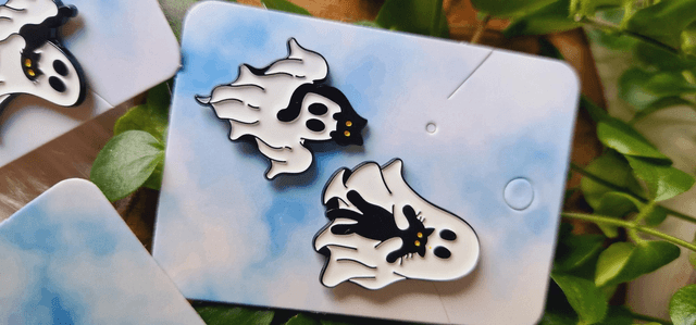 Ghost and Cat Pin Badges