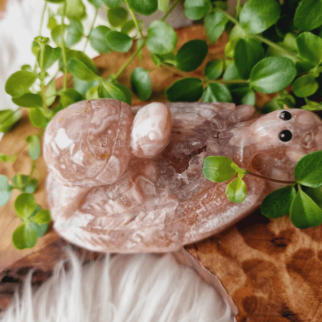 Pink Amethyst Octopi and Turtle Carving 