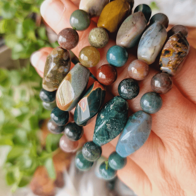 Ocean Jasper Twisted Mixed Beaded Bracelet 