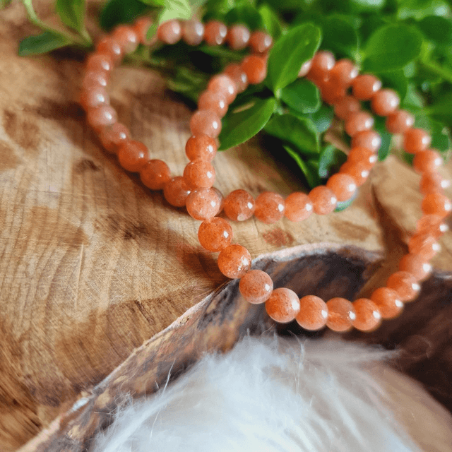 Sunstone 6mm Beaded Bracelet 