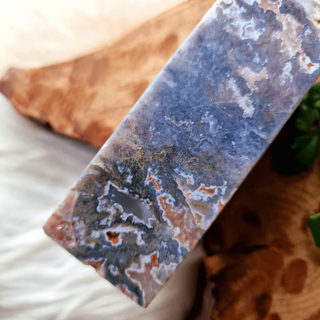 Pink Moss Agate 4 sided point 